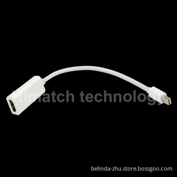 White Color Mini Dp to HDMI Adapter Cable for MacBook to HDTV